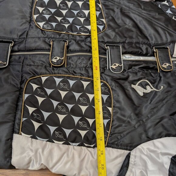 Vintage Baby Phat Bomber Puffer Jacket XL Y2K White Black Striped Spell Out Logo - Picture 9 of 16